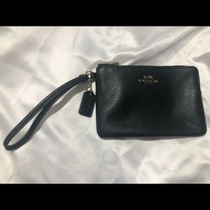 COACH small black wristlet, gold details. Authentic. No scratches, like new